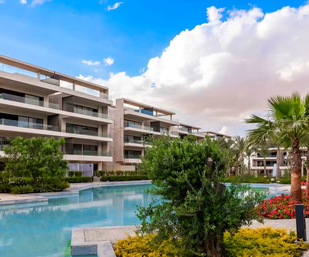 Luxury two-bedroom apartment in Lake View Residence compound, New Cairo.